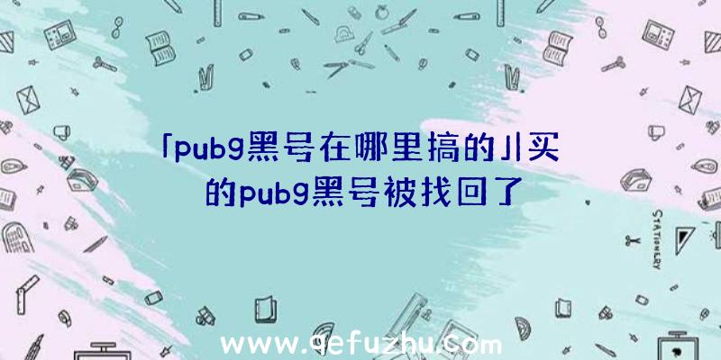 「pubg黑号在哪里搞的」|买的pubg黑号被找回了